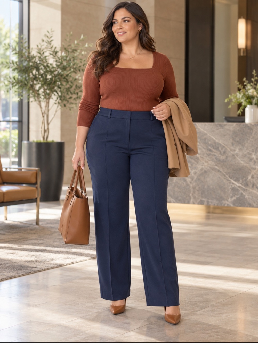 Lane Bryant Dress Pants 18/20 Navy Straight Leg Career Work Pants Plus Size